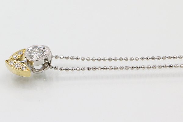 木内 賢治　PT850/900/K18 ダイアイリペンダントネックレス 0.382ct 0.09ct 5.90g　サイド