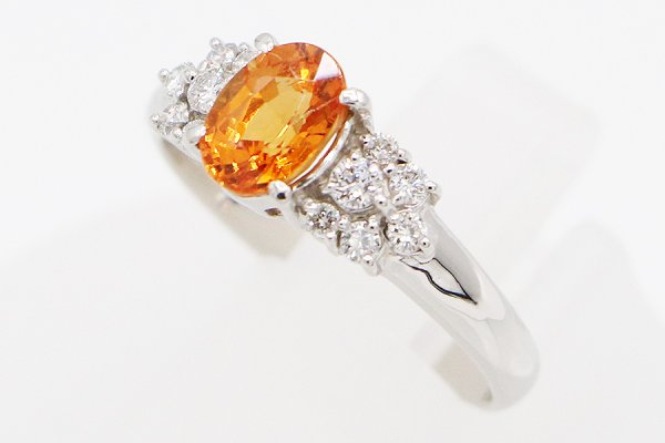 PT900 スペサルティンガーネットダイアイリリング 1.31ct 0.24ct 3.80g　サイド