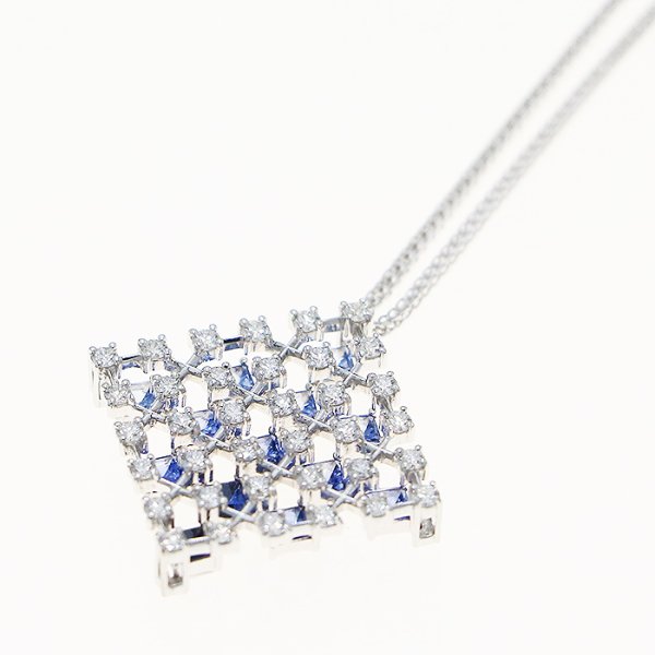 ミキモト　K18WG サファイアダイアイリペンダントネックレス 1.70ct 0.87ct 6.90g