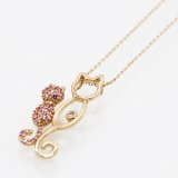 画像: K18PG ピンクサファイアダイアイリペンダントネックレス0.32ct 0.03ct 4.70g