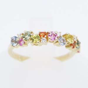 画像: K18 マルチサファイアダイアイリリング 0.84ct 0.05ct 2.60g