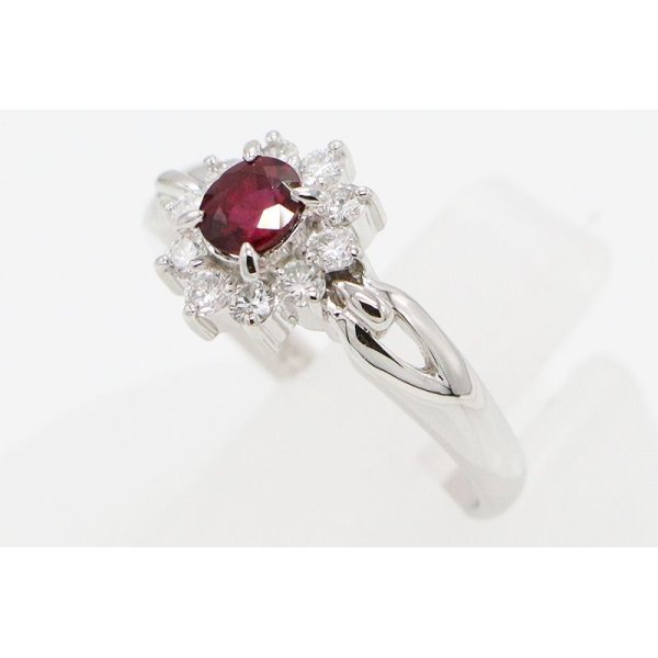 PT900 ルビーダイアイリリング 0.54ct 0.31ct 4.50g　サイド