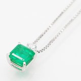 画像: タサキ　PT900/850 エメラルドダイアイリペンダントネックレス 1.73ct 0.11ct 5.10g