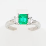 画像: タサキ　PT900 エメラルドダイアイリリング 0.87ct 0.30ct 4.90g