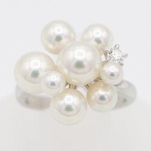 画像: タサキ　PT900 パールダイアイリリング 0.07ct 8.60g