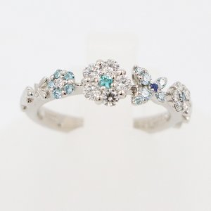 画像: セイレーン アズーロ　PT900 トルマリンサファイアダイアイリリング 0.10ct 0.01ct 0.25ct 5.30g 