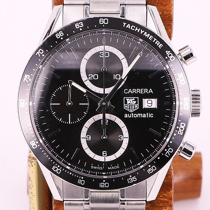 【TAG HEUER】タグホイヤー カレラ CV2010-3 ステンレススチール シルバー 自動巻き メンズ 黒文字盤 腕時計