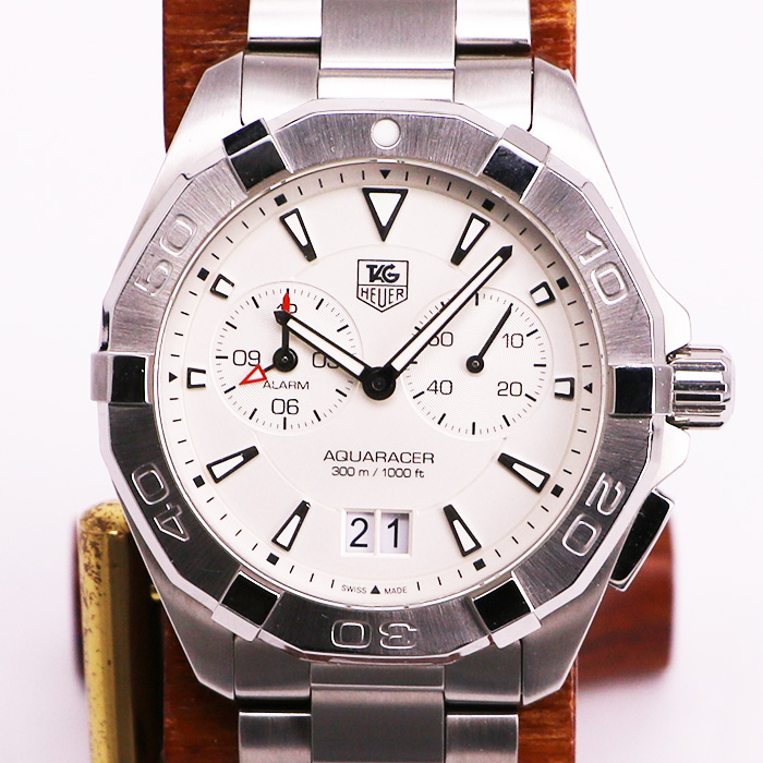 高級タグホイヤー 時計 アクアレーサー WAY111Y アラーム付き 300M防水 メンズ 紳士用 TAG Heuer QZ 腕時計 メンズウォッチ シルバー SS アクアレーサー