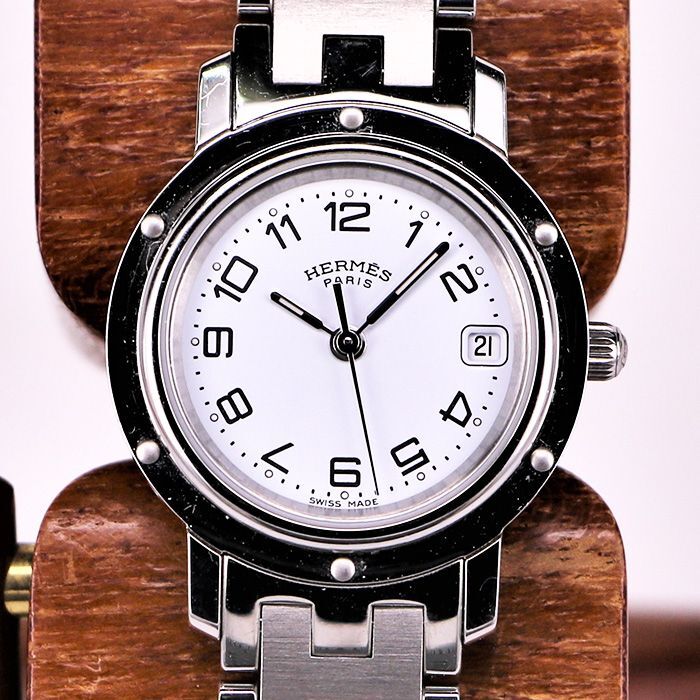 ★HERMES Clipper クリッパー 腕時計 CL4.210 クォーツ 白